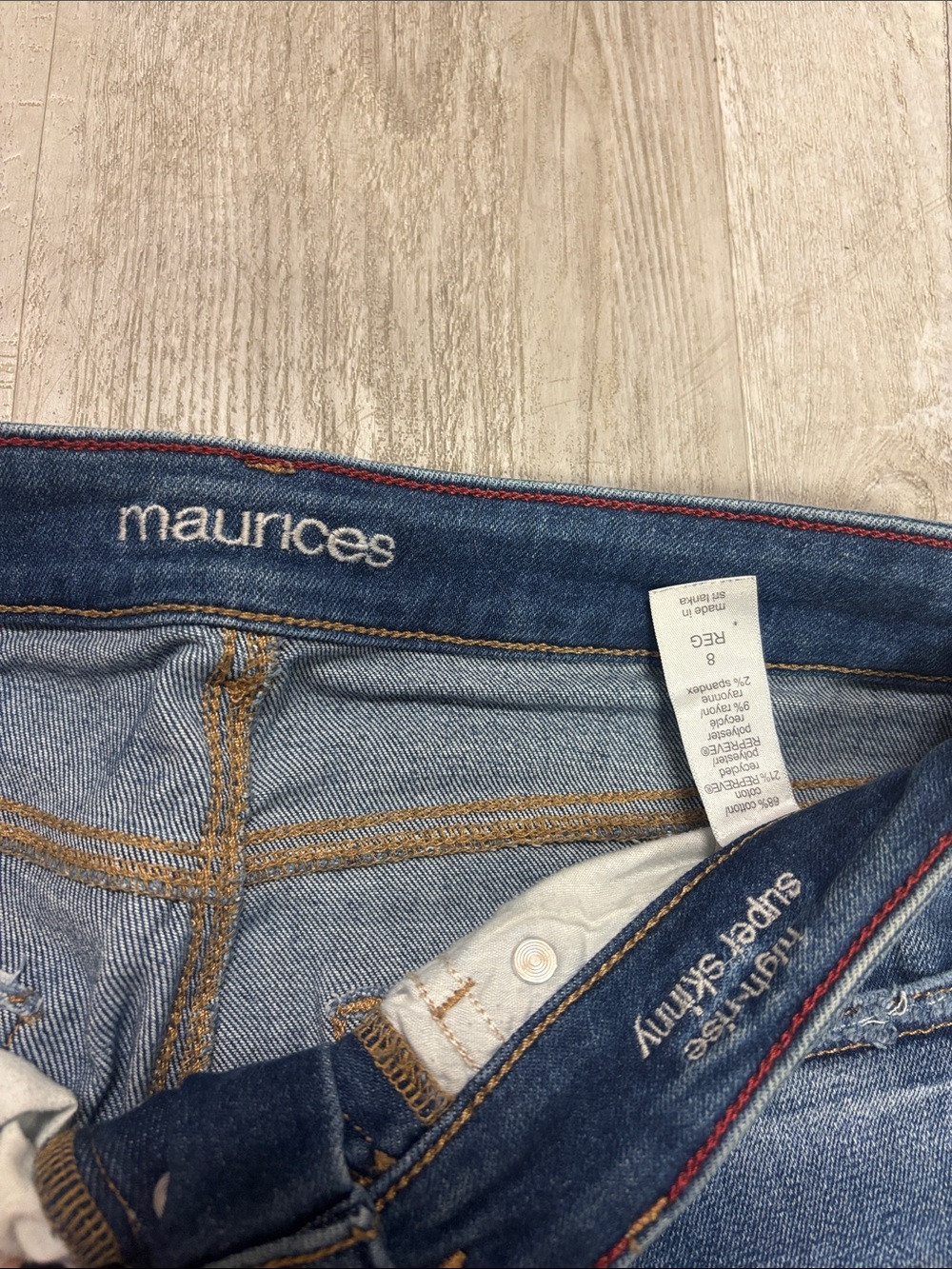 Maurices Distressed Dark Blue Slim Straight Jeans - Picture 2 of 3